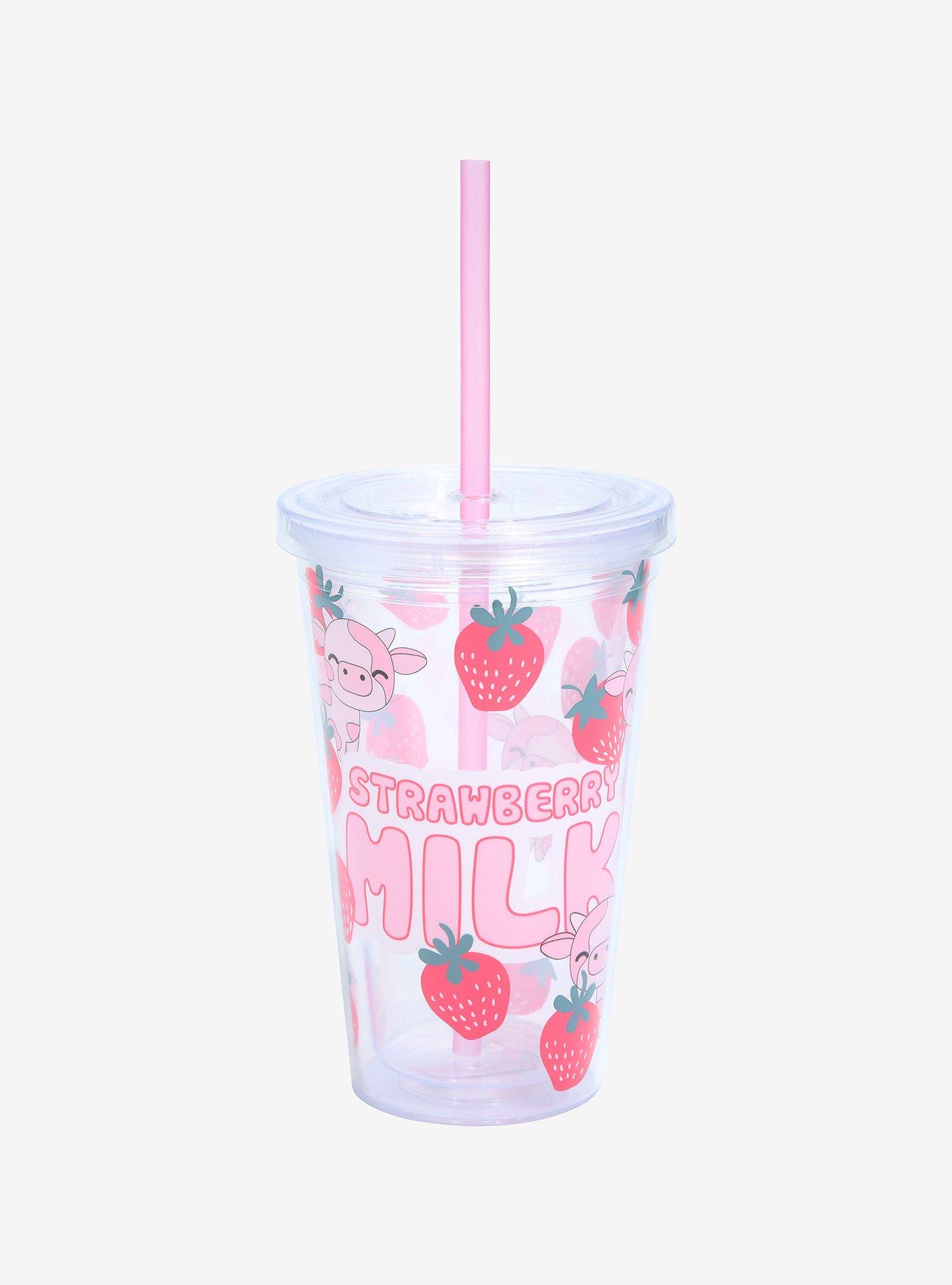 Strawberry Milk Pink Cow Acrylic Travel Cup