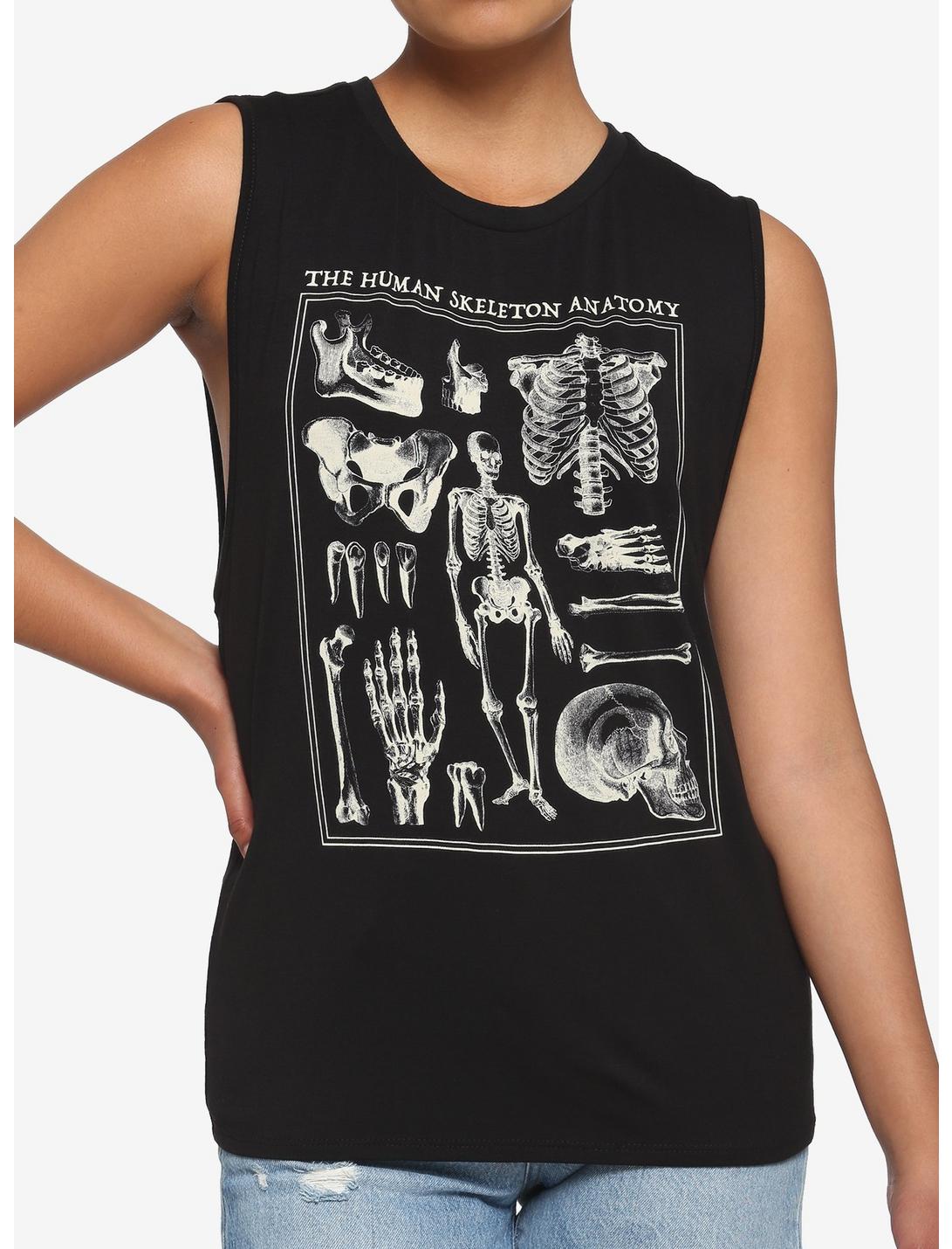 Skeleton Anatomy Girls Muscle Tank Top, BLACK, hi-res