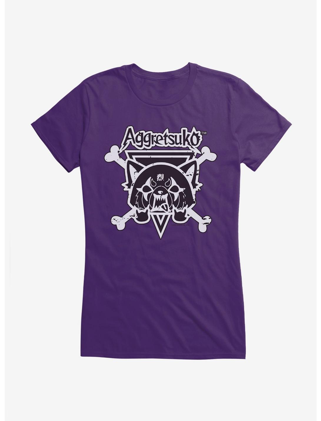Aggretsuko Metal Crossbones Girls T-Shirt, PURPLE, hi-res