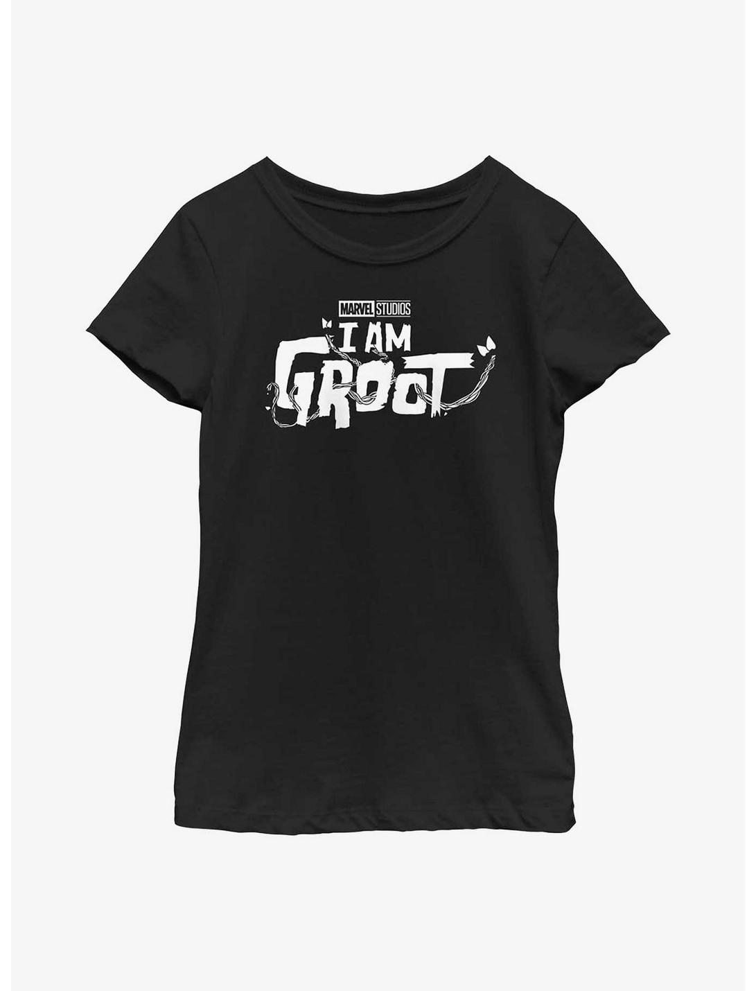 Marvel I Am Groot White Logo Youth Girls T-Shirt, BLACK, hi-res