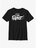 Marvel I Am Groot White Logo Youth T-Shirt, BLACK, hi-res