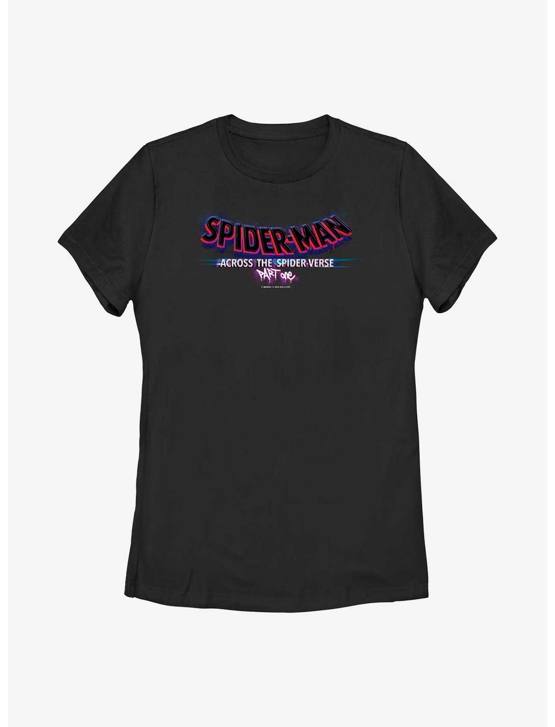 Marvel Spider-Man: Across The Spiderverse (Part One) Main Logo Womens T-Shirt, BLACK, hi-res