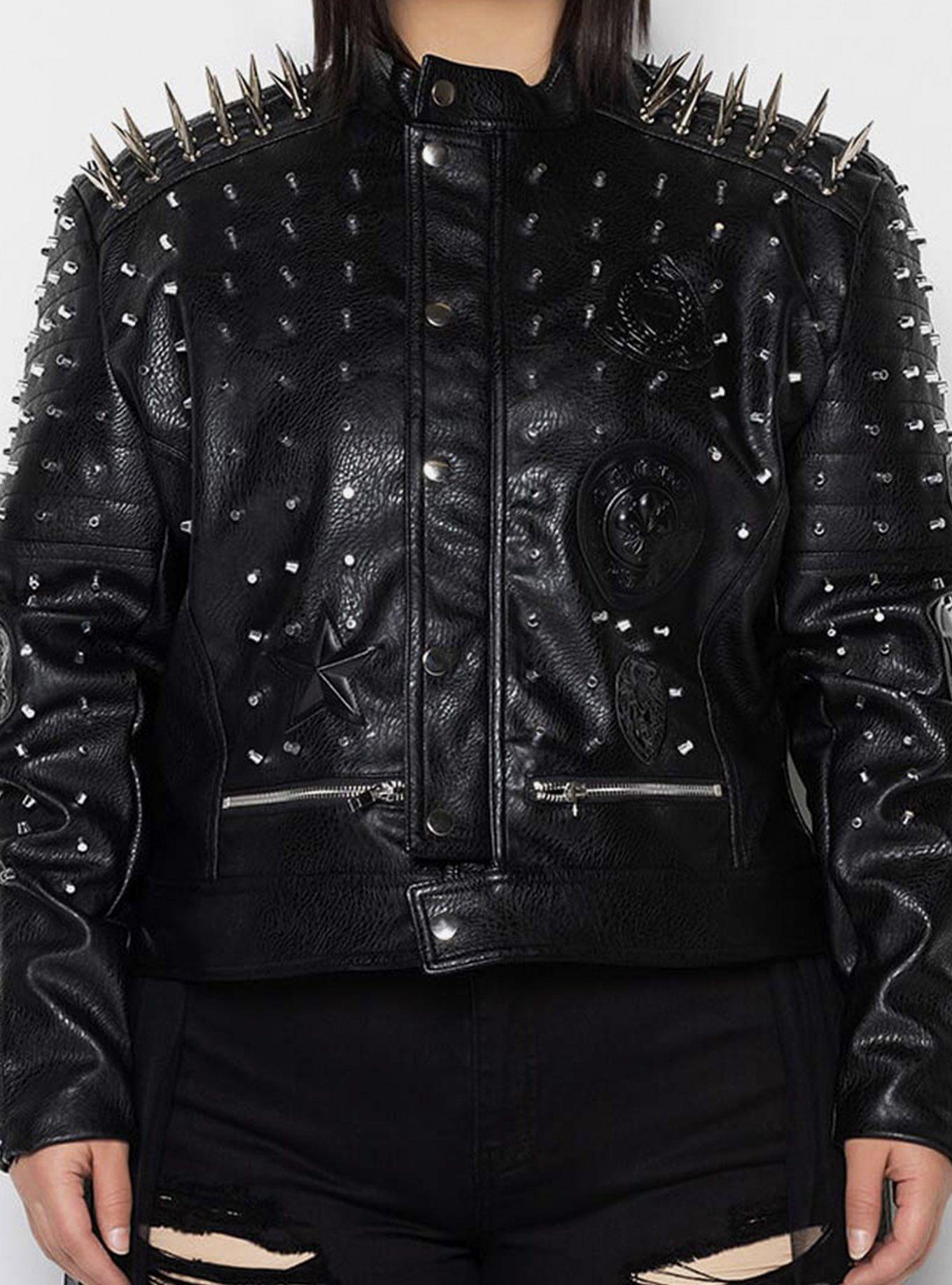 Azalea Wang Break Your Heart Moto Jacket Plus Size, BLACK, hi-res