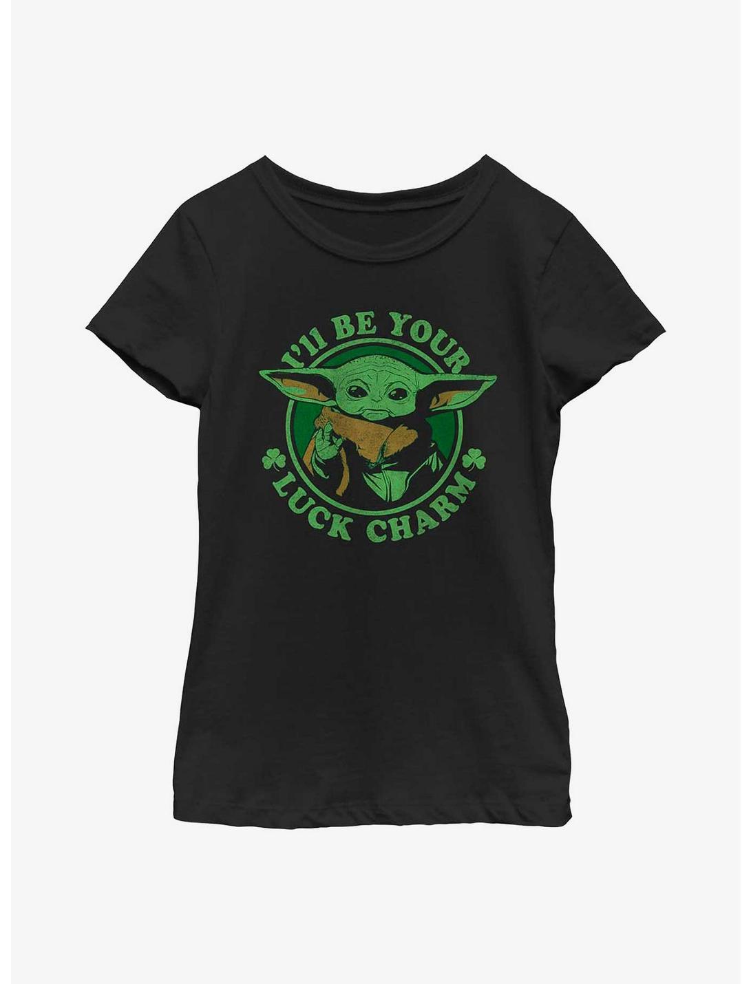 Star Wars The Mandalorian Lucky Charm Youth Girls T-Shirt, BLACK, hi-res