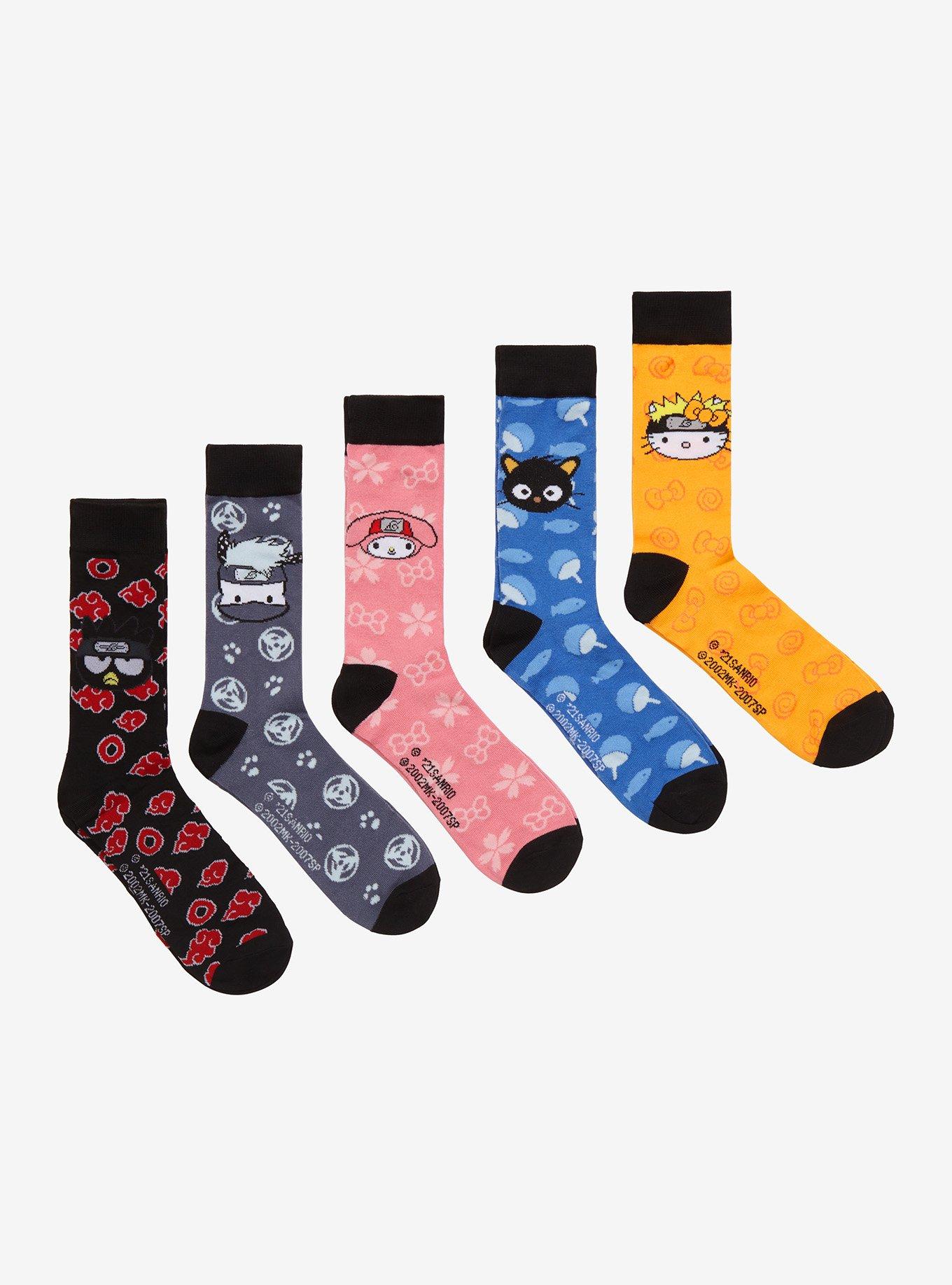 Naruto Shippuden X Hello Kitty And Friends Characters Crew Socks 5 Pair, , hi-res