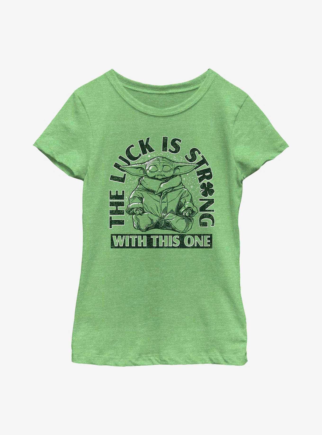 Star Wars The Mandalorian Luck Is Strong Youth Girls T-Shirt, GRN APPLE, hi-res