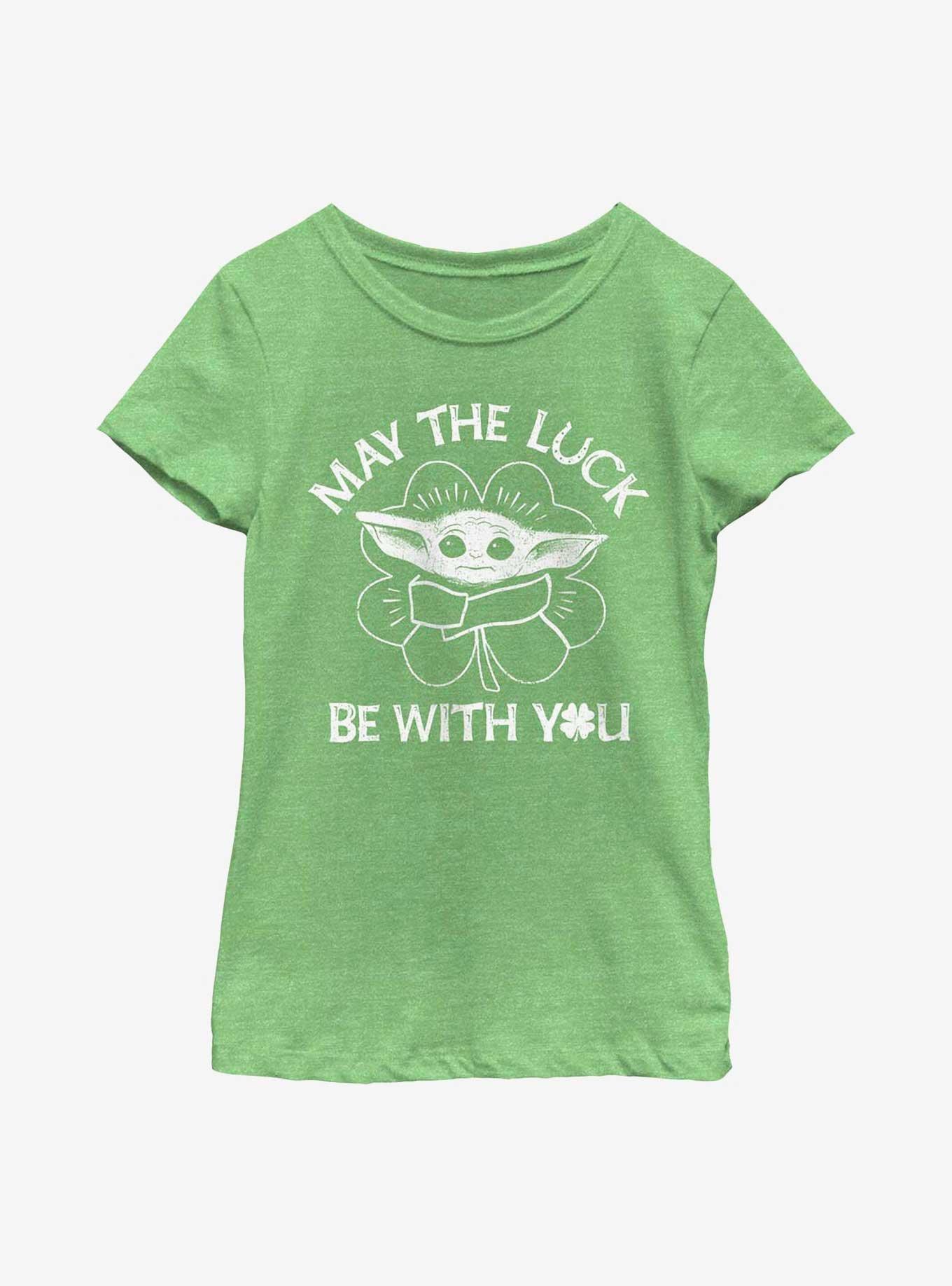 Star Wars The Mandalorian Strong Luck Youth Girls T-Shirt, GRN APPLE, hi-res