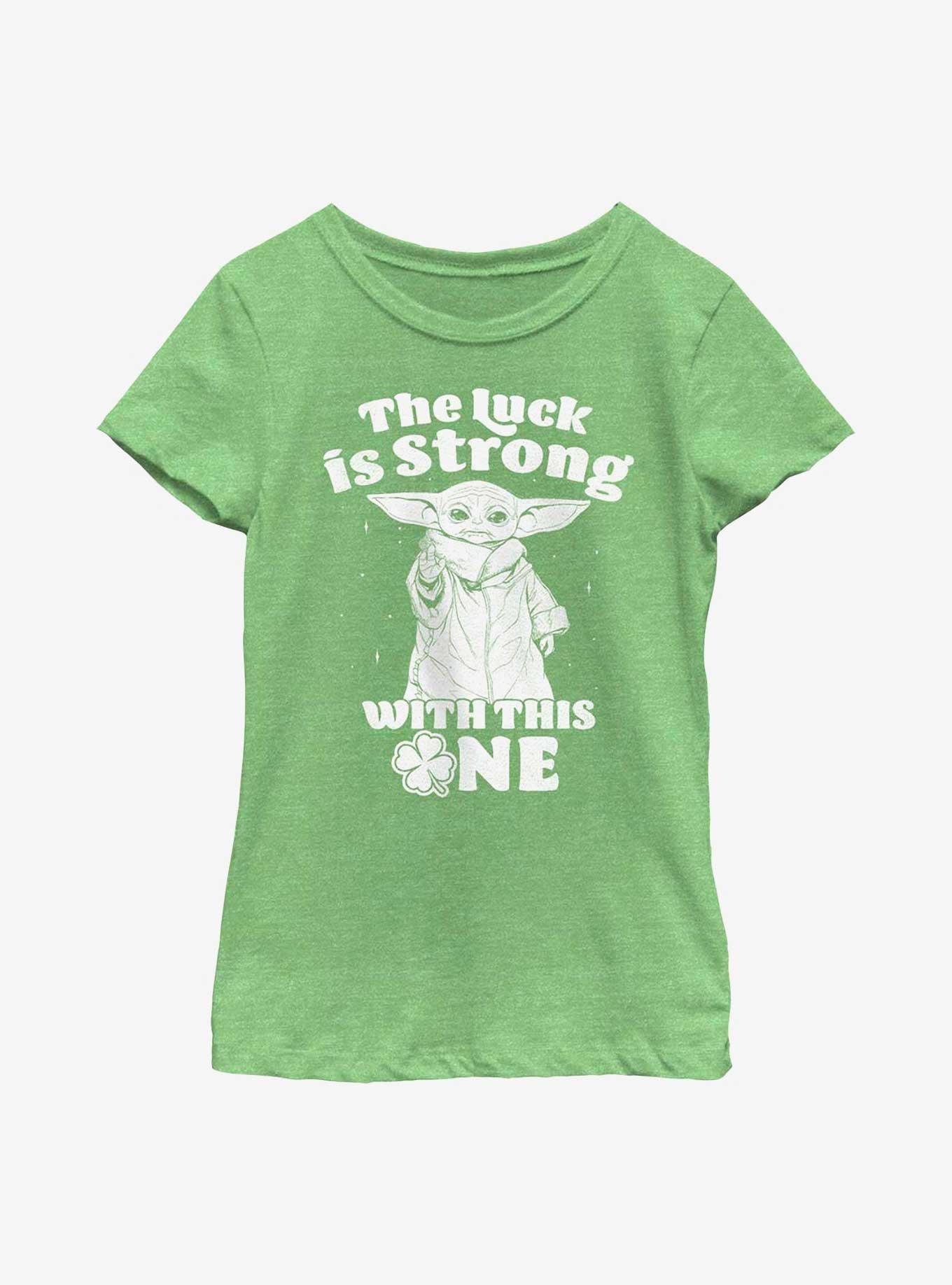 Star Wars The Mandalorian Strong With Luck Youth Girls T-Shirt, GRN APPLE, hi-res