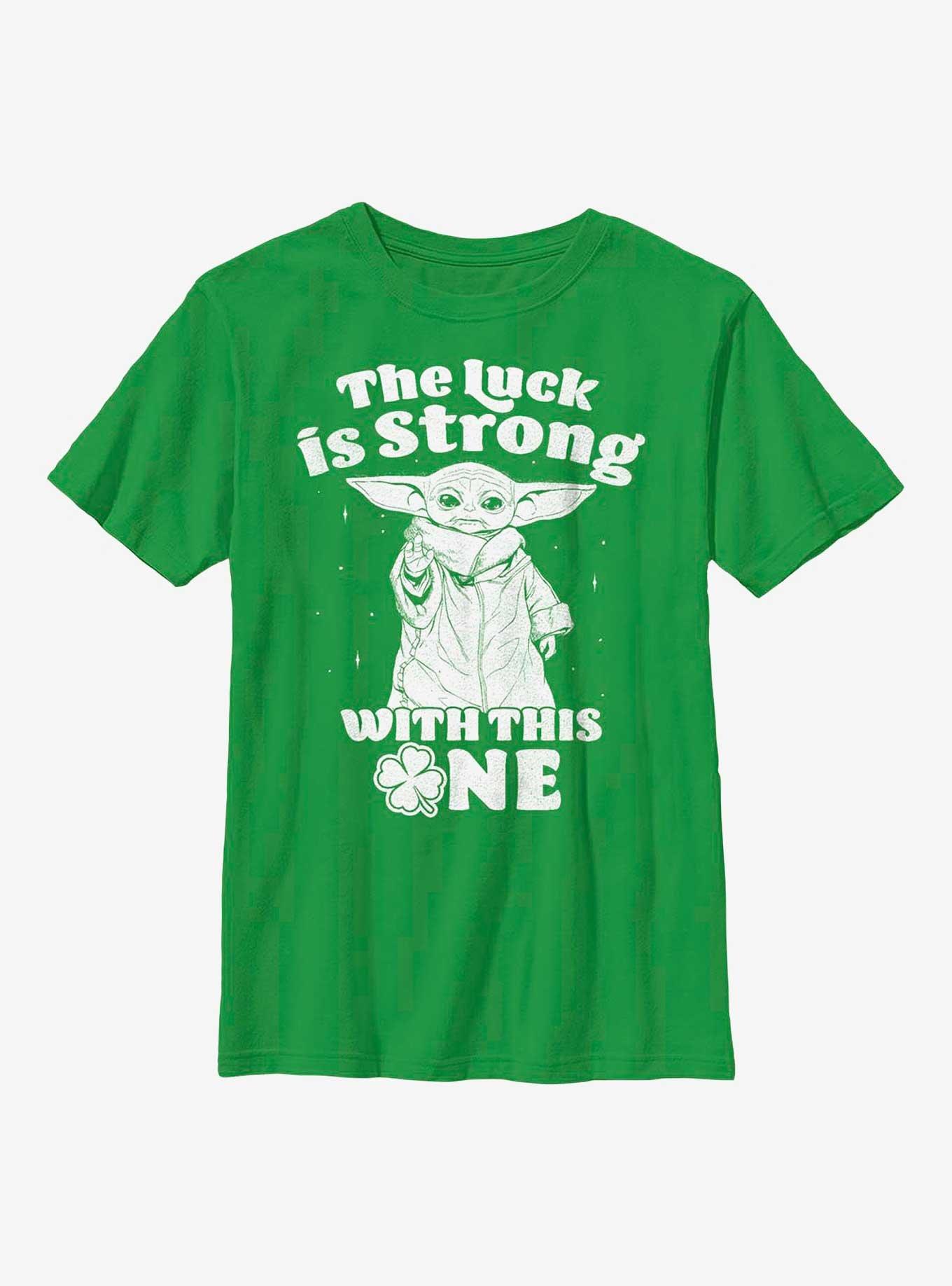 Star Wars The Mandalorian Strong With Luck Youth T-Shirt, KELLY, hi-res