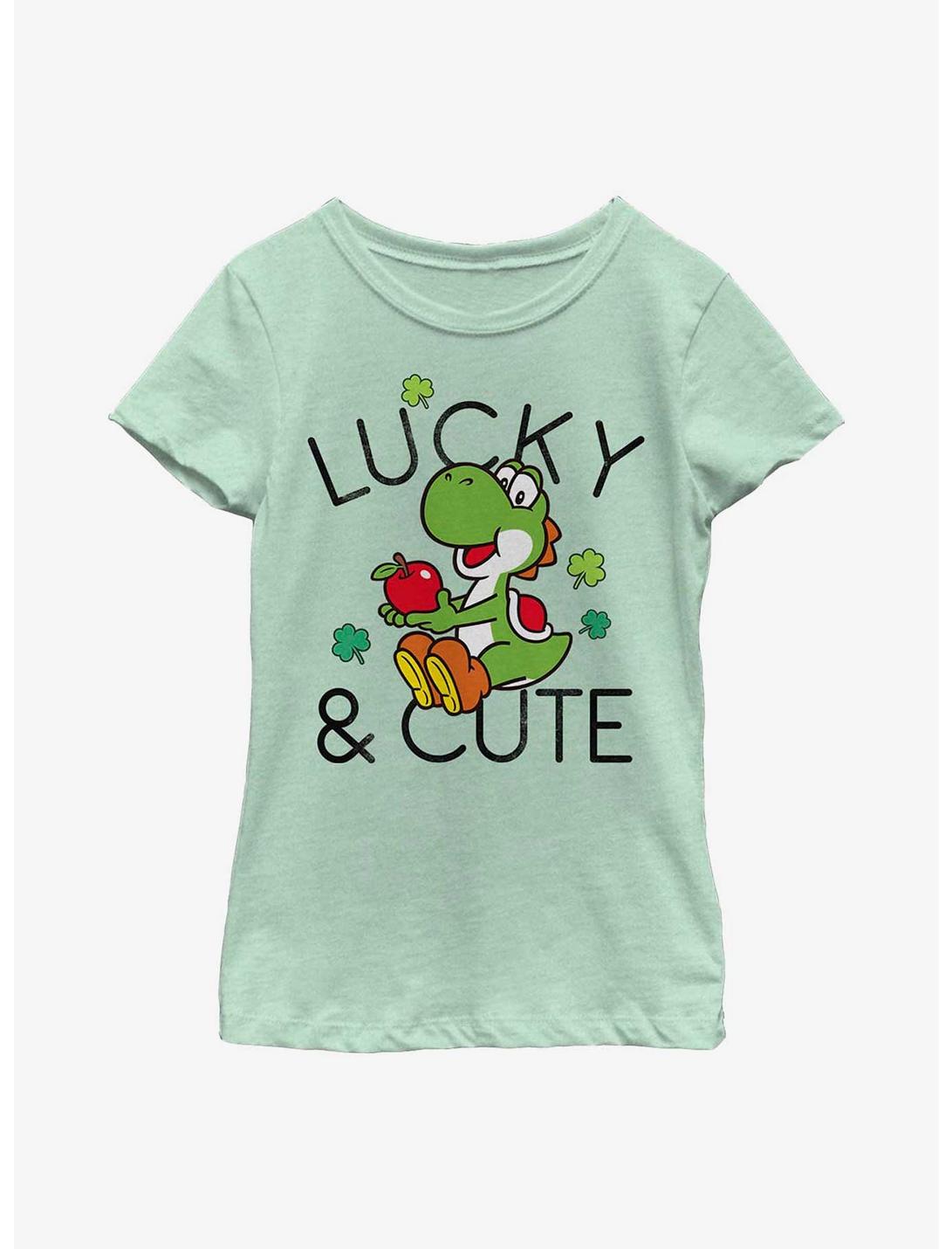 Nintendo Lucky And Cute Yoshi Youth Girls T-Shirt, MINT, hi-res