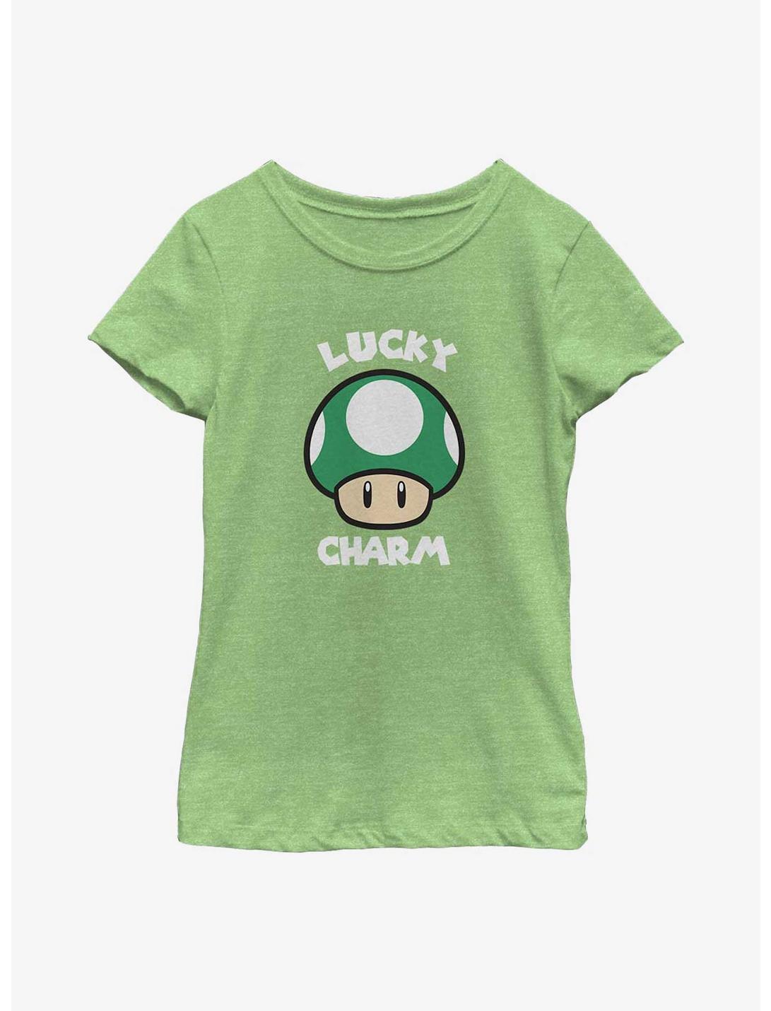 Nintendo Lucky Mushroom Youth Girls T-Shirt, GRN APPLE, hi-res