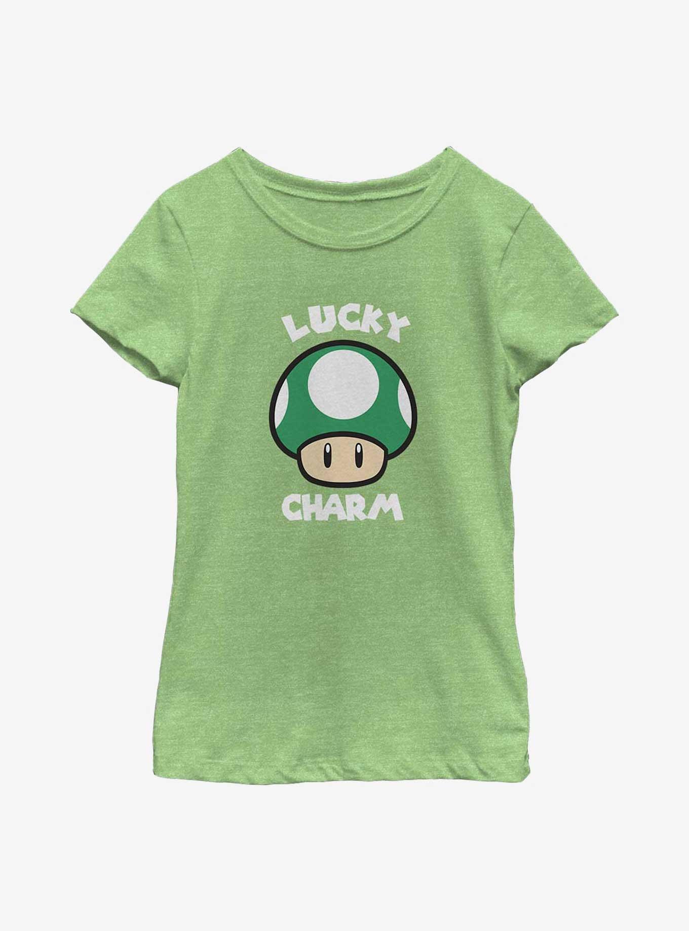 Nintendo Lucky Mushroom Youth Girls T-Shirt, GRN APPLE, hi-res