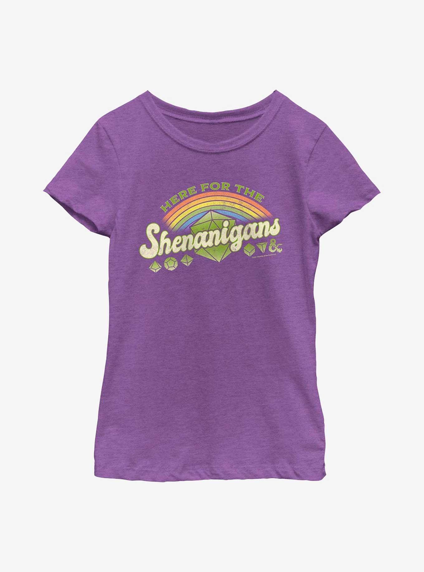 Dungeons And Dragons Here For Shenanigans Youth Girls T-Shirt, , hi-res