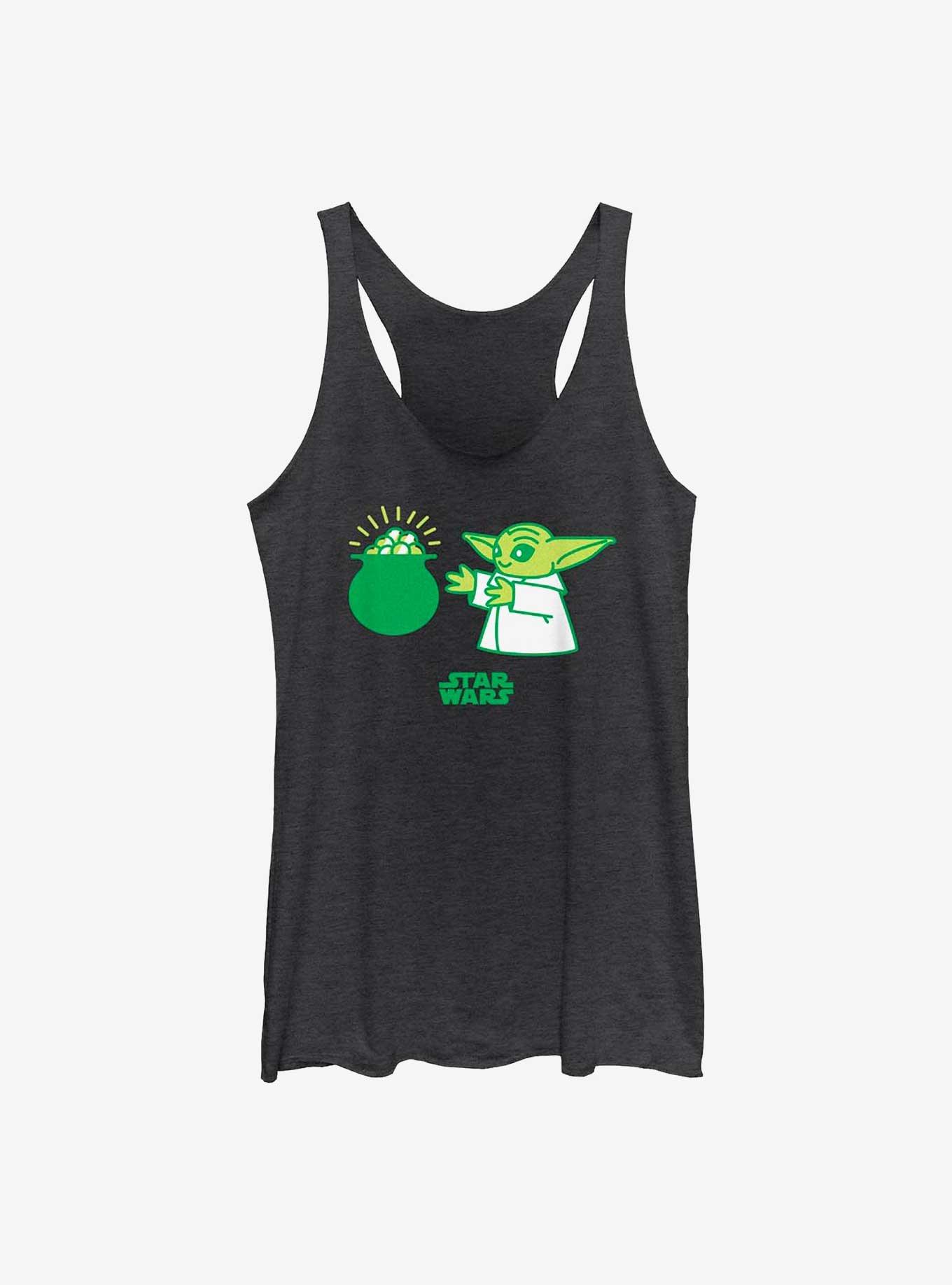 Star Wars The Mandalorian Yoda Snack Womens Tank Top, BLK HTR, hi-res