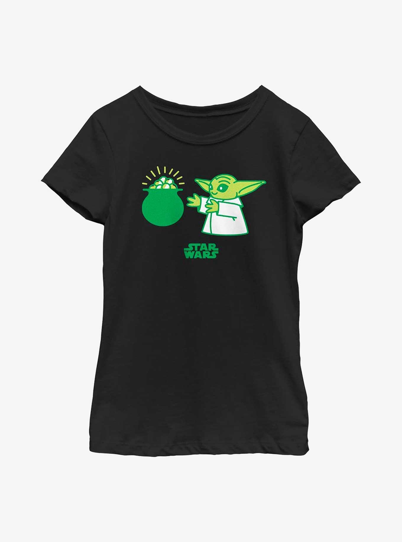 Star Wars The Mandalorian Yoda Snack Youth Girls T-Shirt, BLACK, hi-res