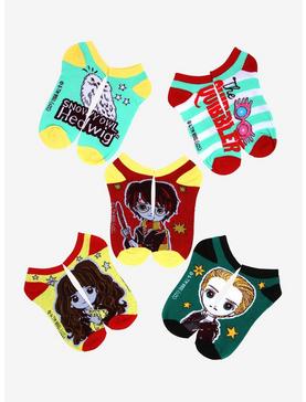 Harry Potter Illustration Chibi No-Show Socks 5 Pair, , hi-res