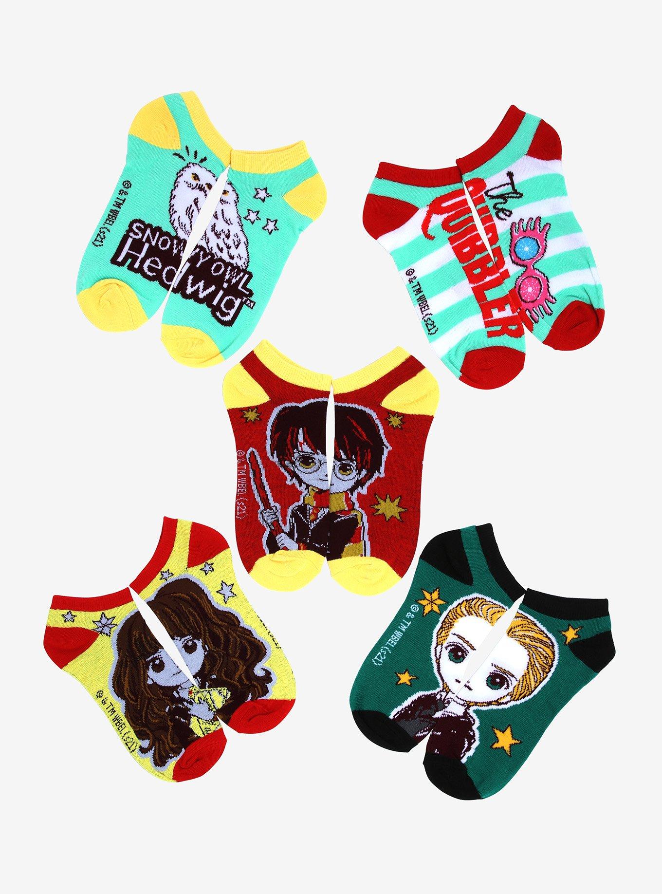 Harry Potter Illustration Chibi No-Show Socks 5 Pair, , hi-res