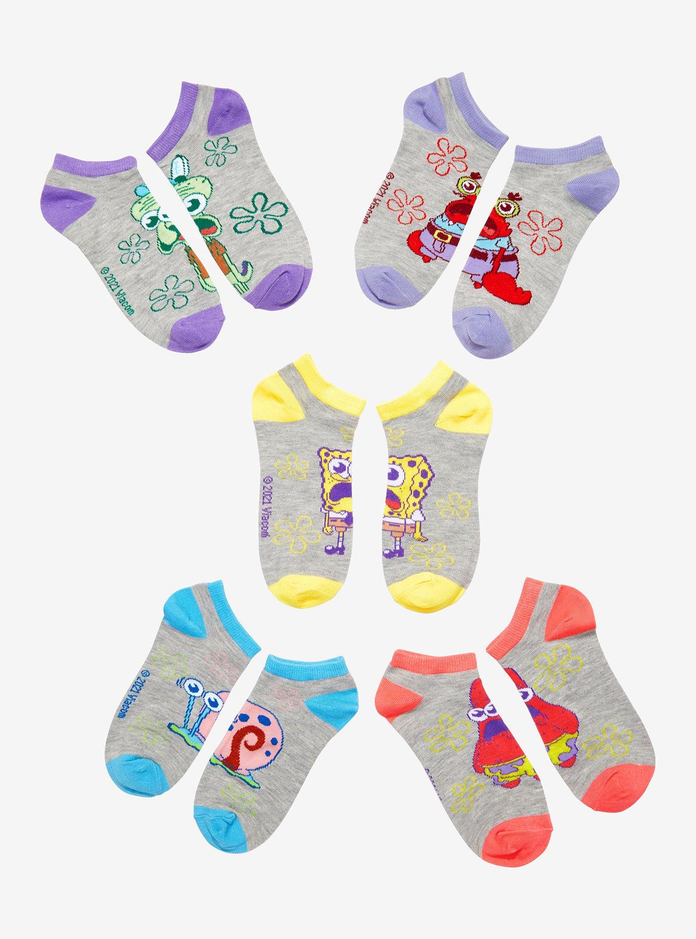 SpongeBob SquarePants Shocked No-Show Socks 5 Pair, , hi-res