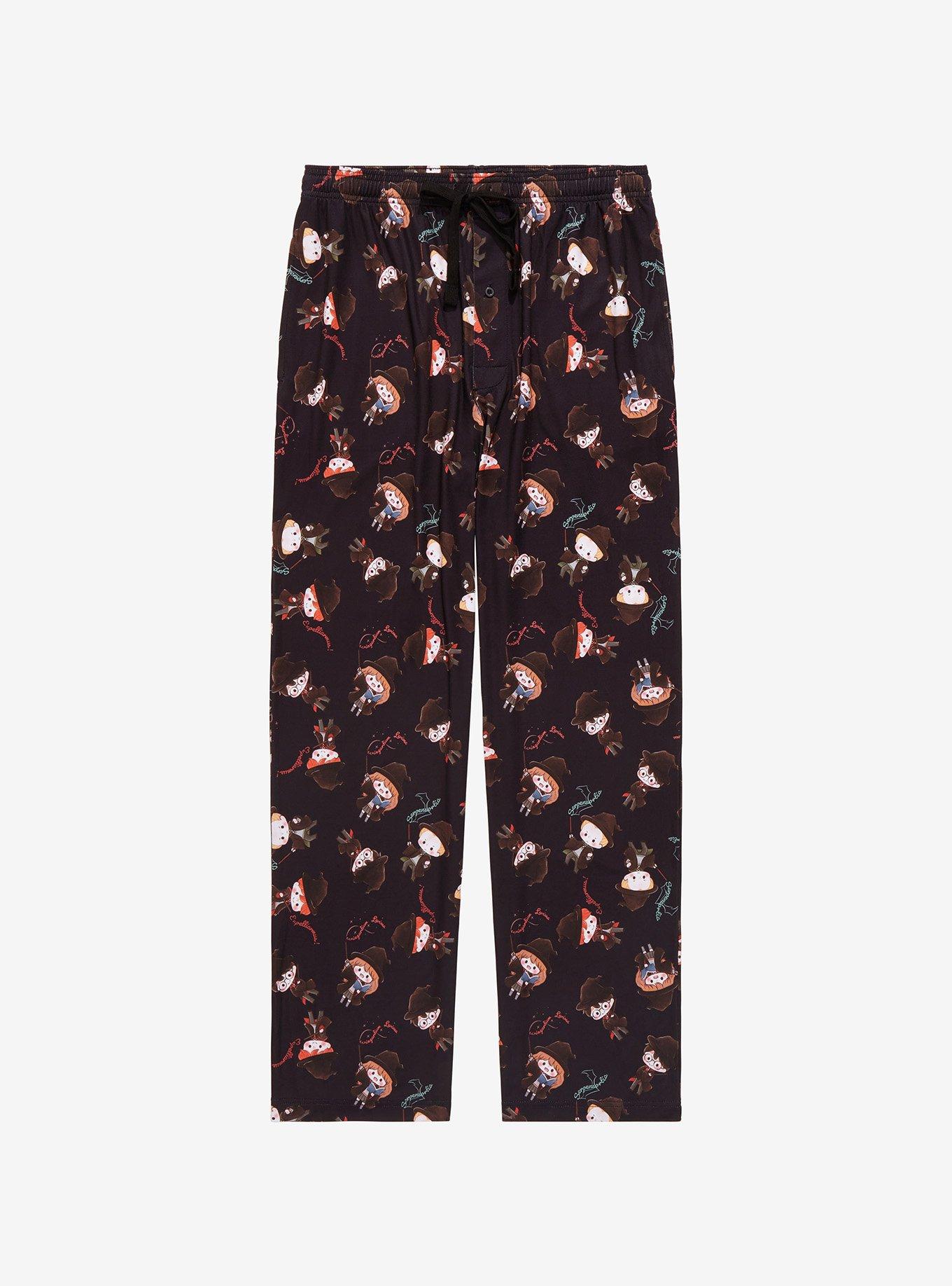 Harry Potter Chibi Characters Allover Print Sleep Pants - BoxLunch Exclusive, BLACK, hi-res
