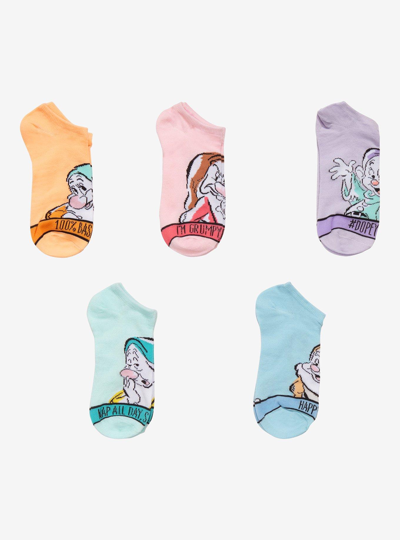 Disney Snow White And The Seven Dwarfs Moods No-Show Socks 5 Pair, , hi-res