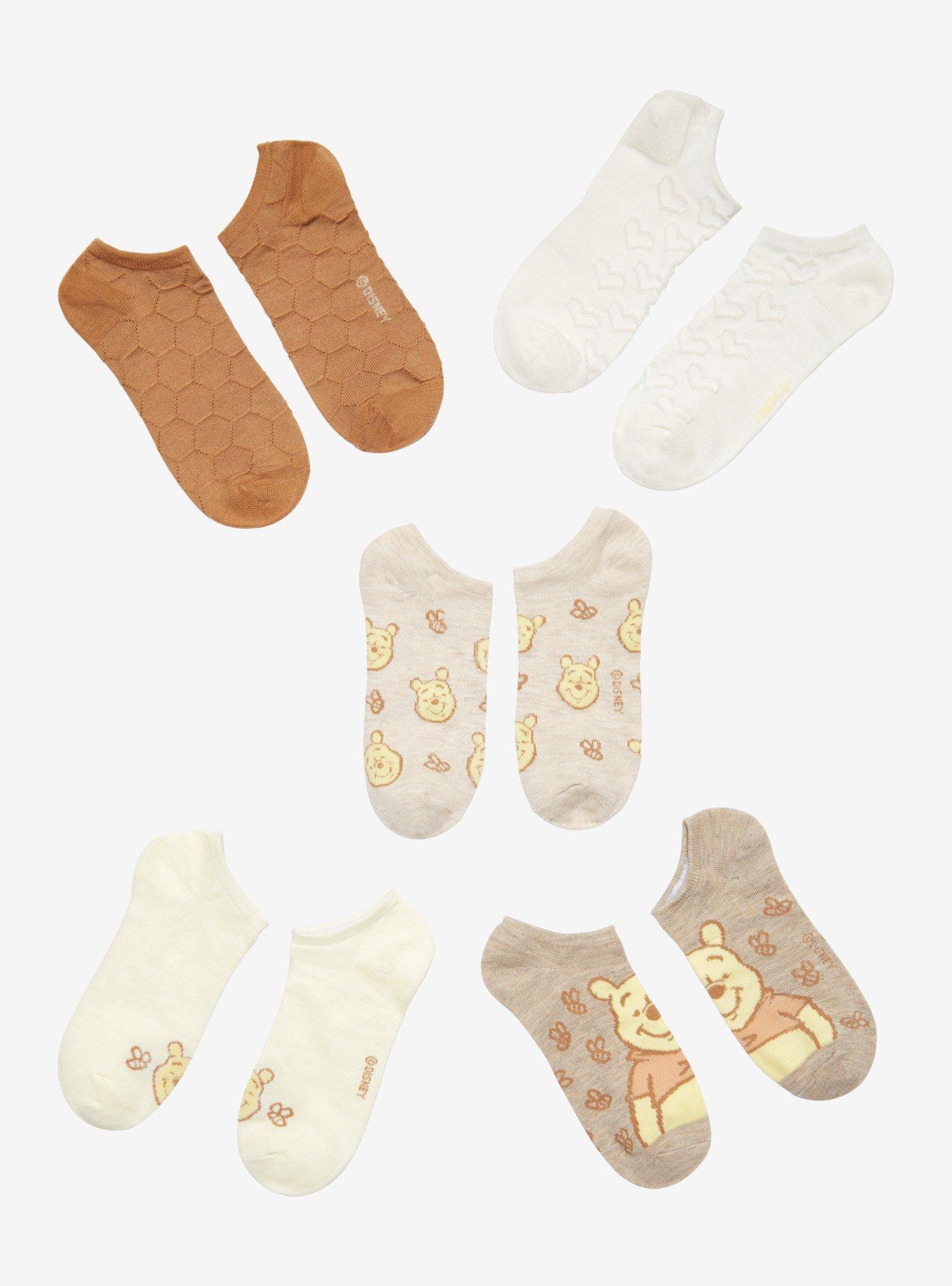 Disney Winnie The Pooh Soft Beige No-Show Socks 5 Pair, , hi-res