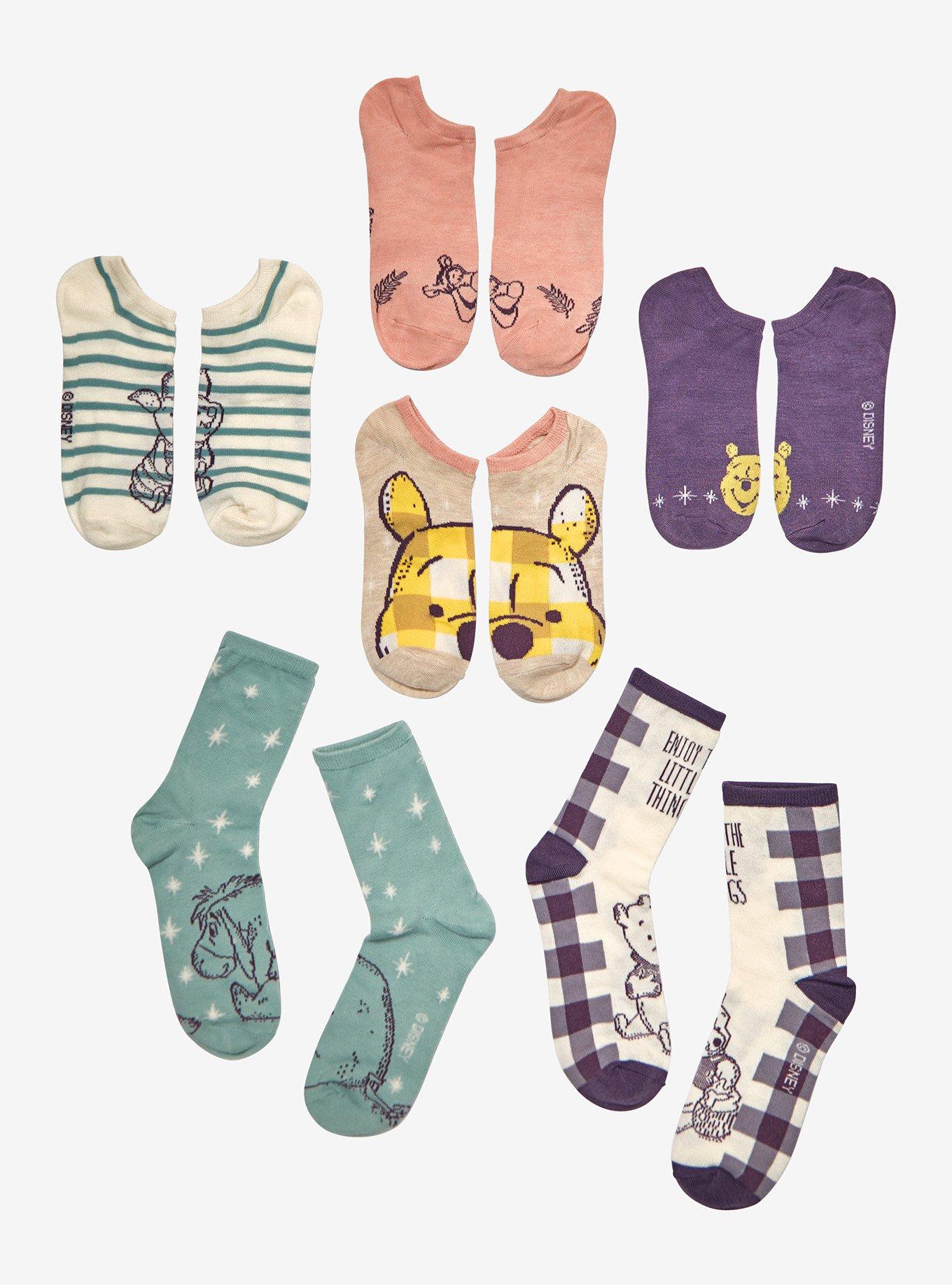 Disney Winnie The Pooh Cottagecore Sock Set 6 Pair, , hi-res