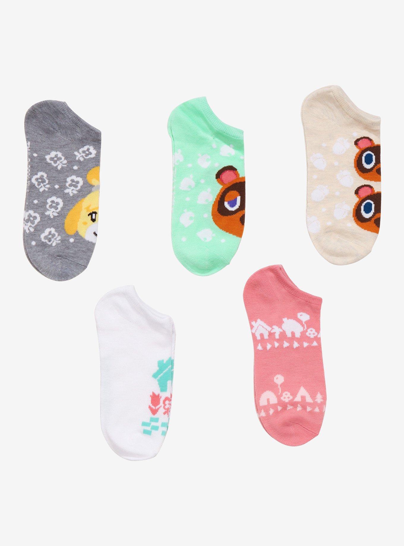 Animal Crossing: New Horizons Tom & Isabelle No-Show Socks 5 Pair, , hi-res