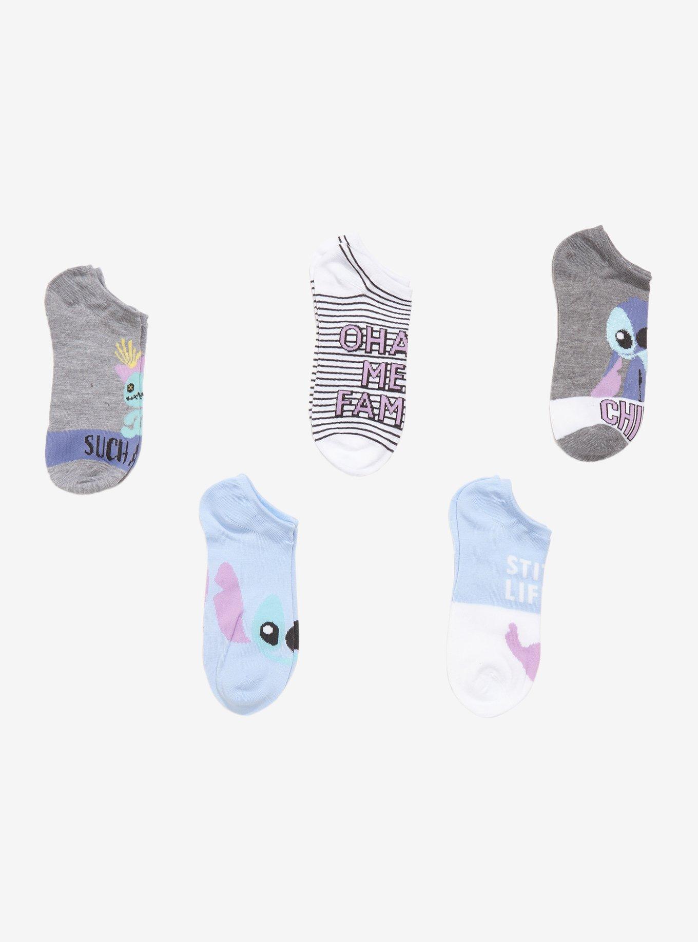 Disney Lilo & Stitch Minimalist Scrump & Stitch No-Show Socks 5 Pair, , hi-res