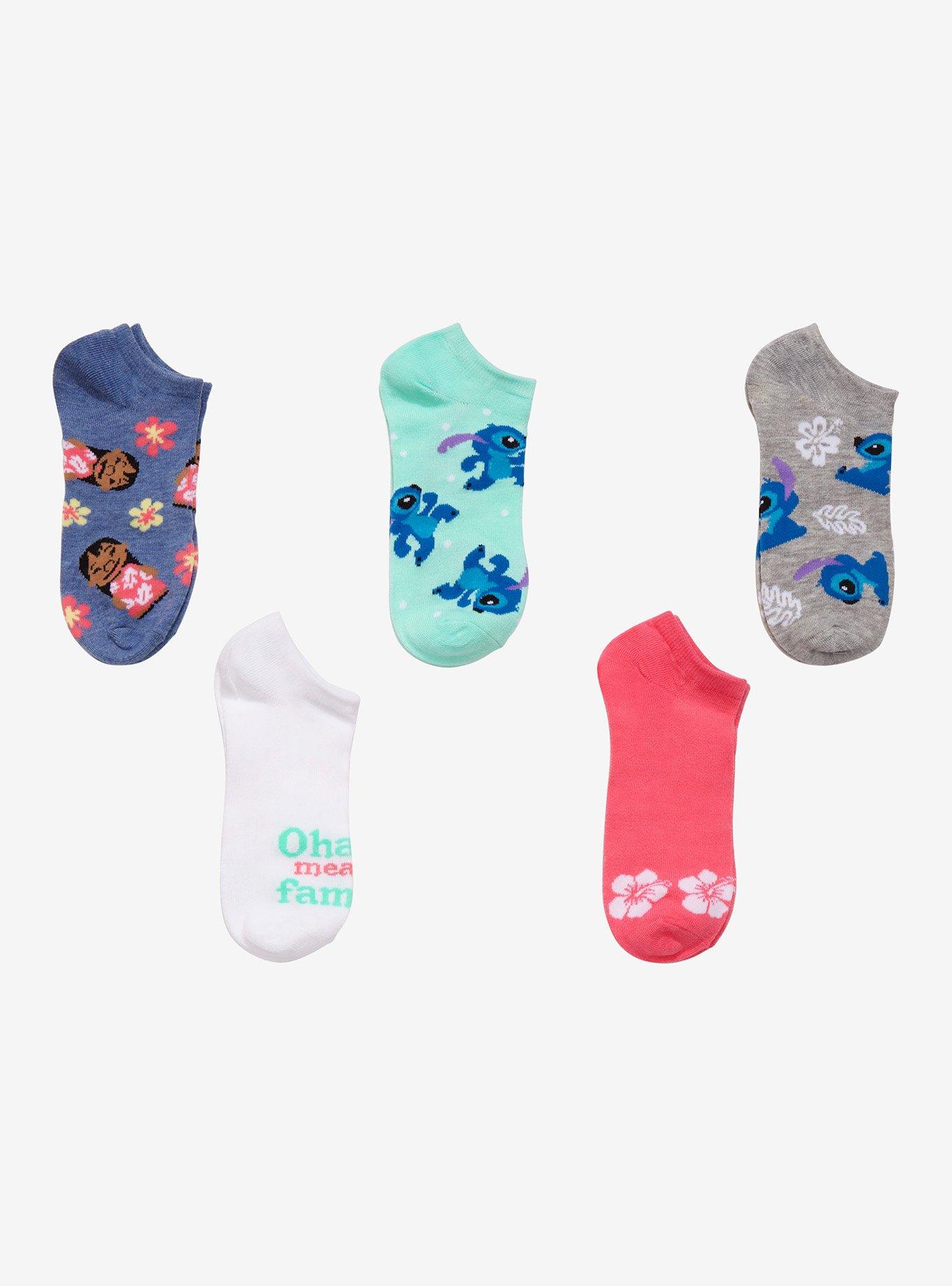 Disney Lilo & Stitch Ohana NoShow Socks 5 Pair Hot Topic