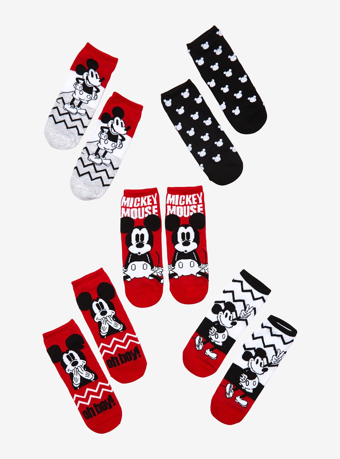 Disney Mickey Mouse Chevron No-Show Socks 5 Pair, , hi-res