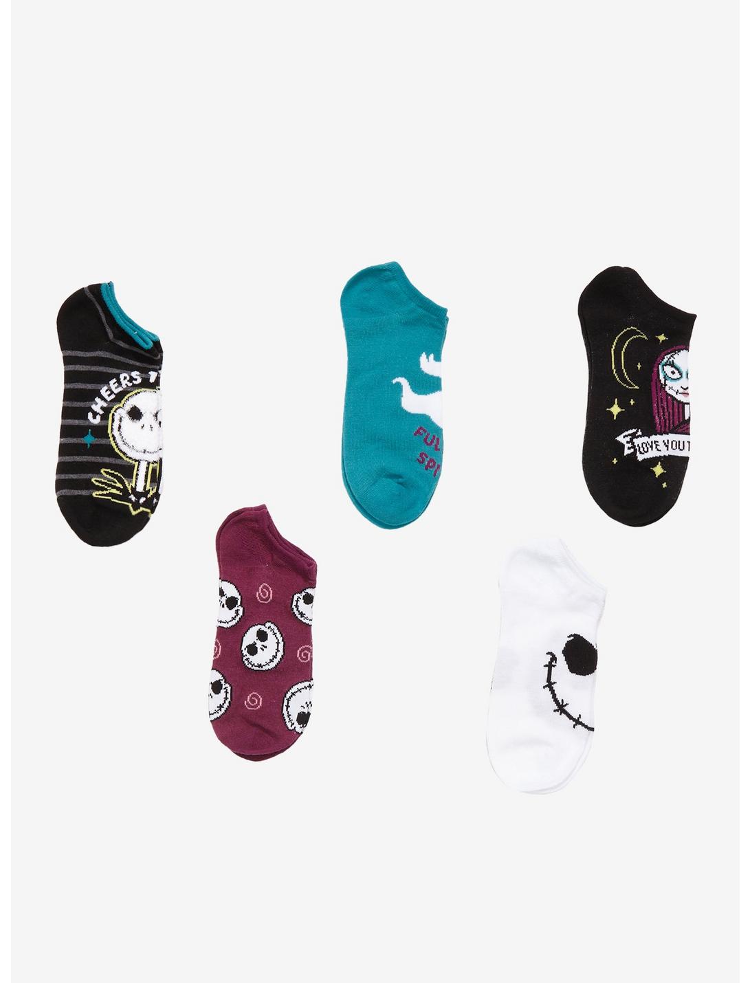The Nightmare Before Christmas Quotes Icons No-Show Socks 5 Pair, , hi-res