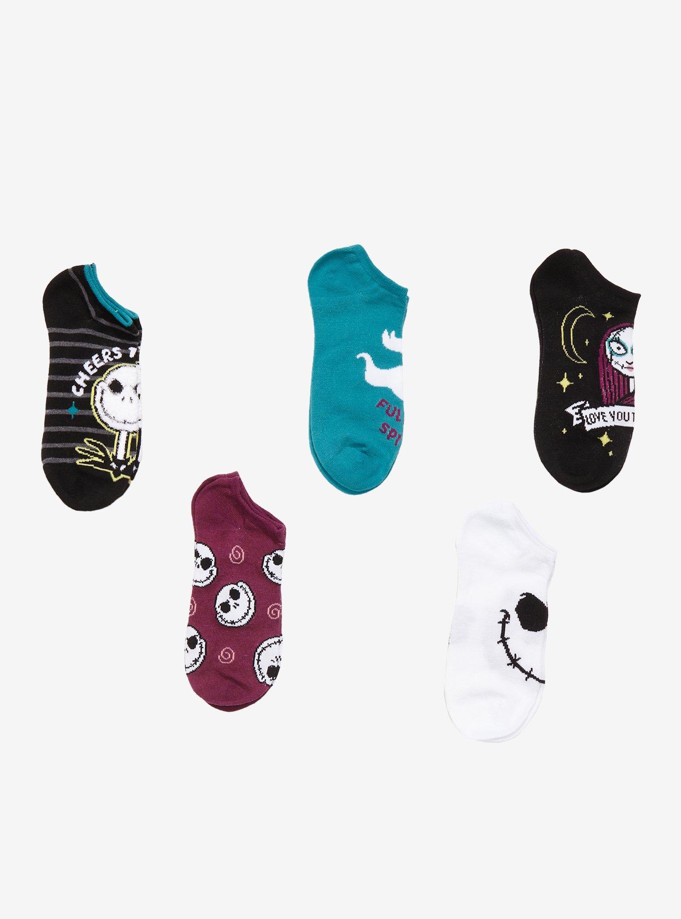 The Nightmare Before Christmas Quotes Icons No-Show Socks 5 Pair, , hi-res