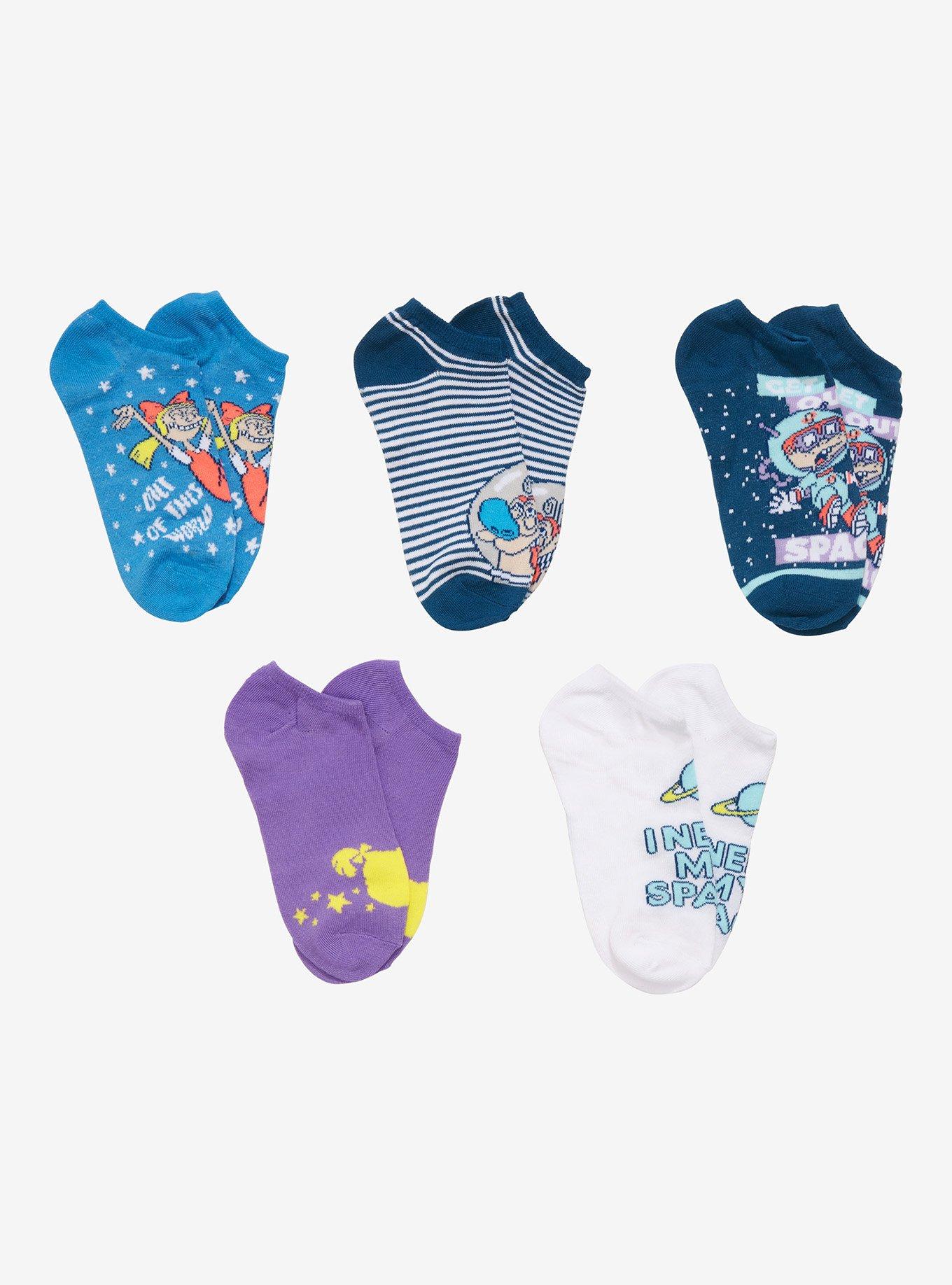 Nickelodeon '90s Characters Space No-Show Socks 5 Pair, , hi-res