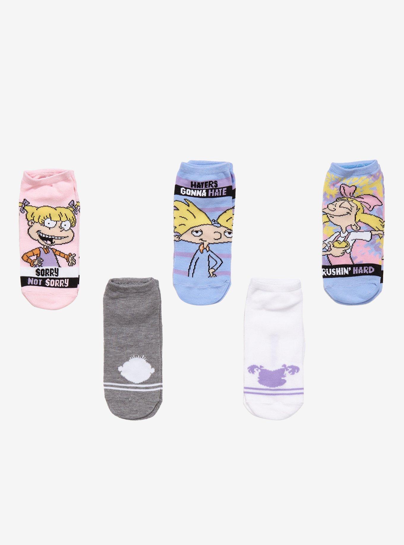 Nickelodeon '90s Shows No-Show Socks 5 Pair, , hi-res