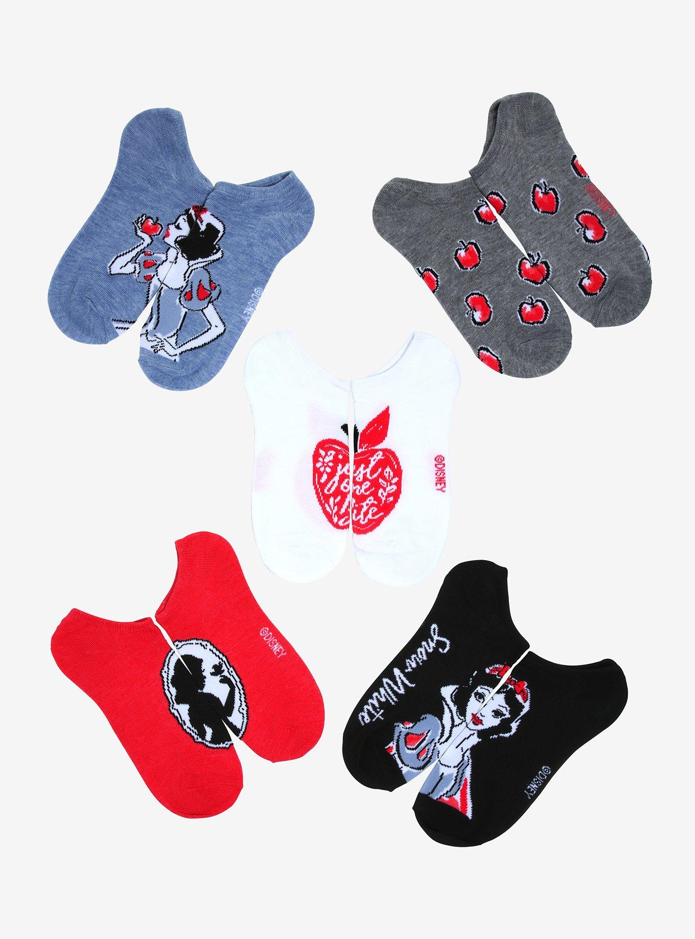 Disney Snow White And The Seven Dwarfs Watercolor No-Show Socks 5 Pair, , hi-res