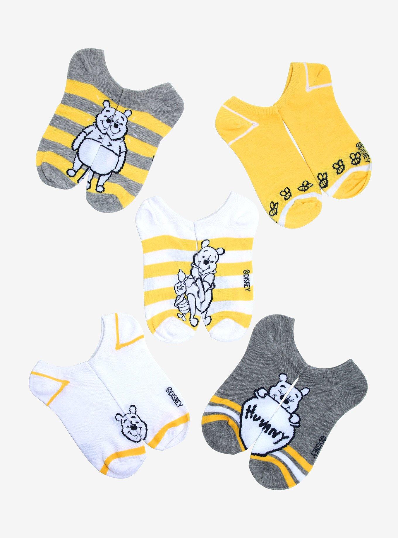 Disney Winnie The Pooh Hunny Stripe No-Show Socks 5 Pair, , hi-res