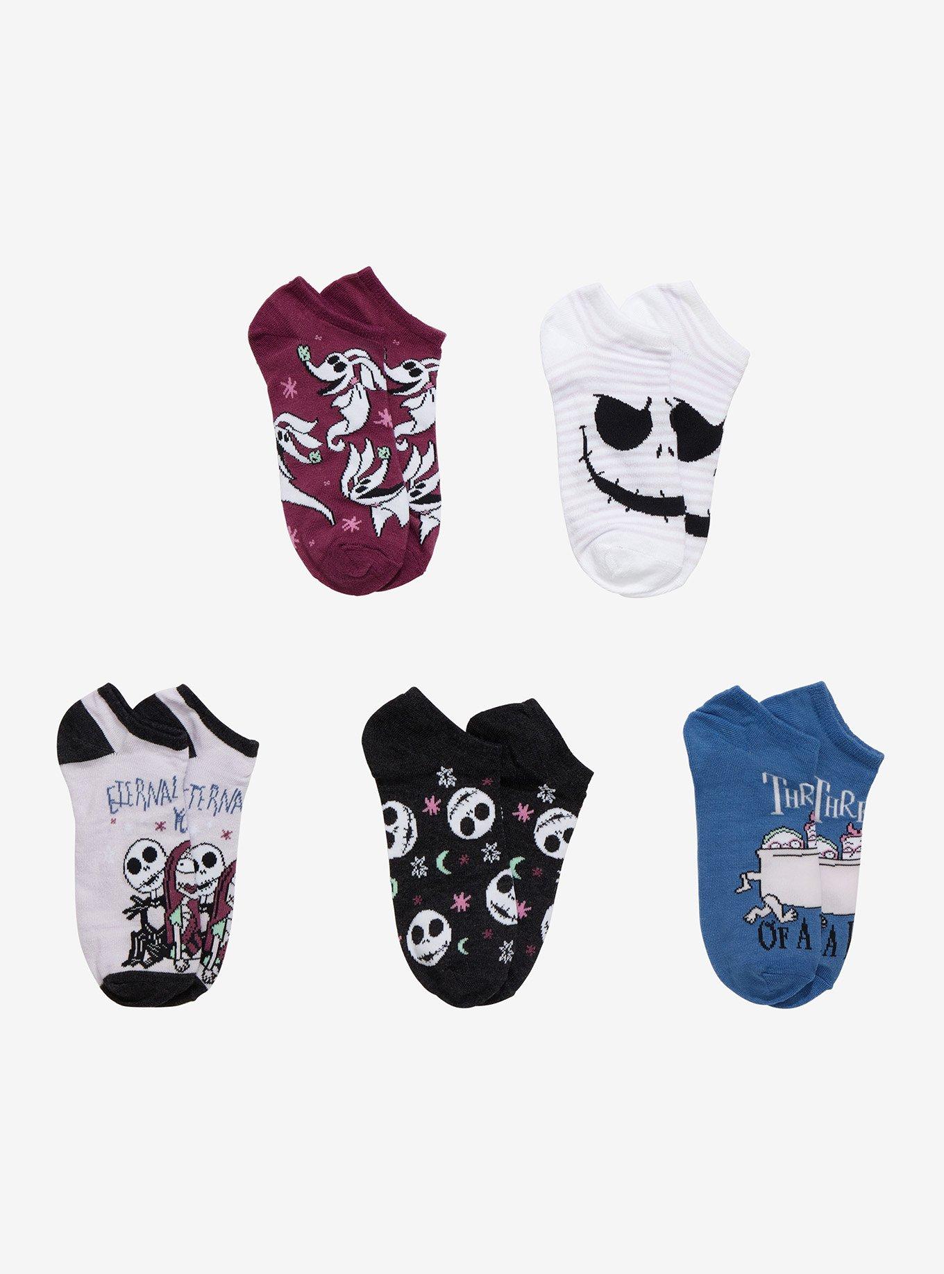 The Nightmare Before Christmas Characters No-Show Socks 5 Pair, , hi-res
