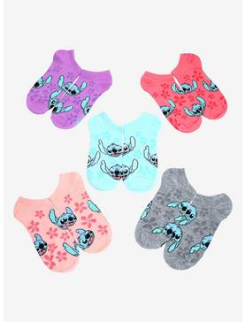 Plus Size Disney Lilo & Stitch Floral Stitch No-Show Socks 5 Pair, , hi-res