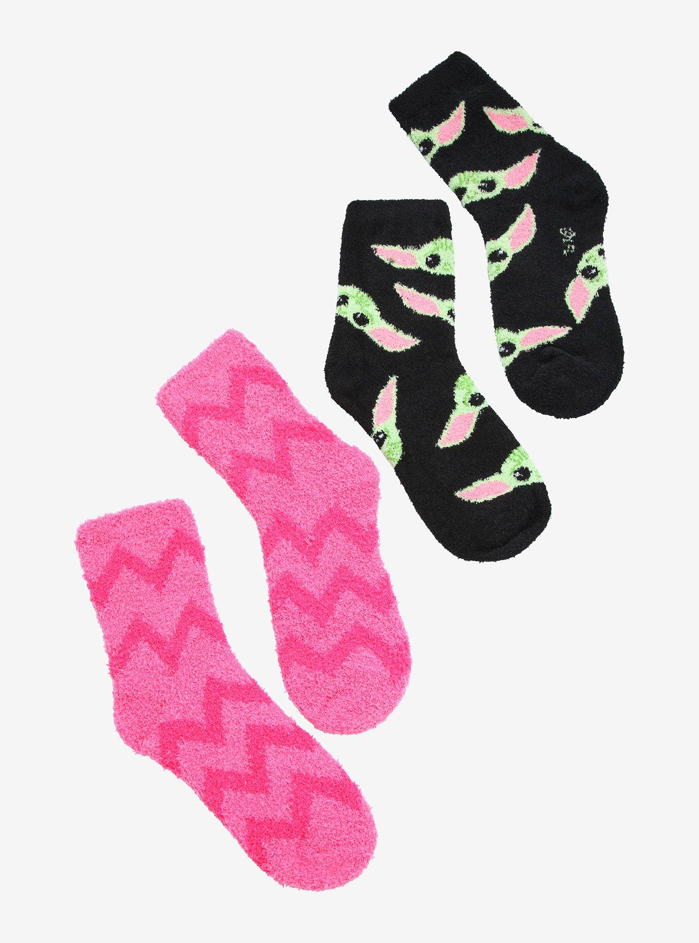 Star Wars The Mandalorian Grogu Pink Fuzzy Socks 2 Pair, , hi-res