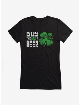 ICreate Shamrock Buy This Babe A Beer Girls T-Shirt, , hi-res