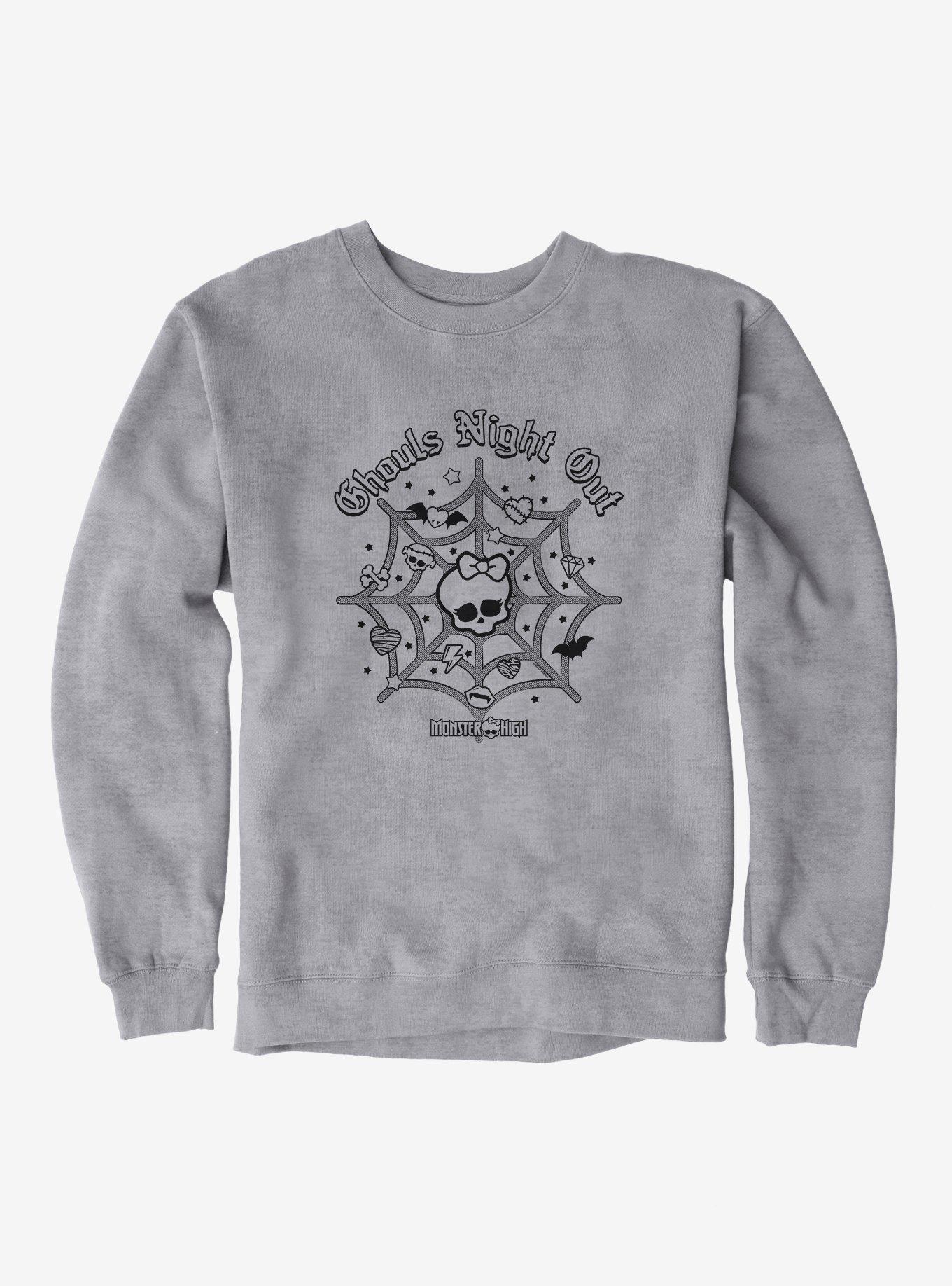 Monster High Ghouls Night Out Spiderweb Sweatshirt, HEATHER GREY, hi-res