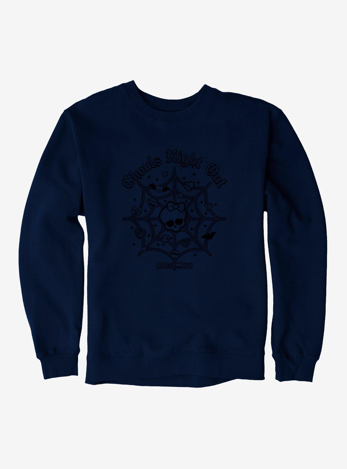 Monster High Ghouls Night Out Spiderweb Sweatshirt, NAVY, hi-res