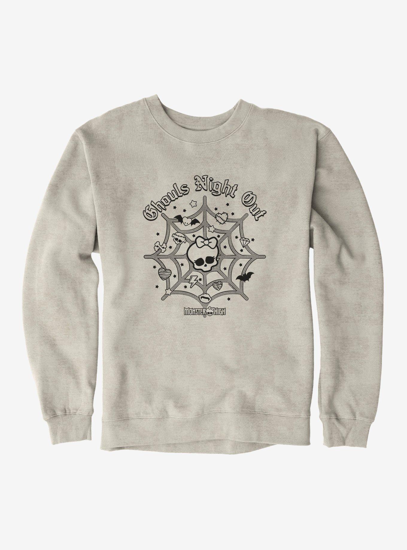 Monster High Ghouls Night Out Spiderweb Sweatshirt, OATMEAL HEATHER, hi-res