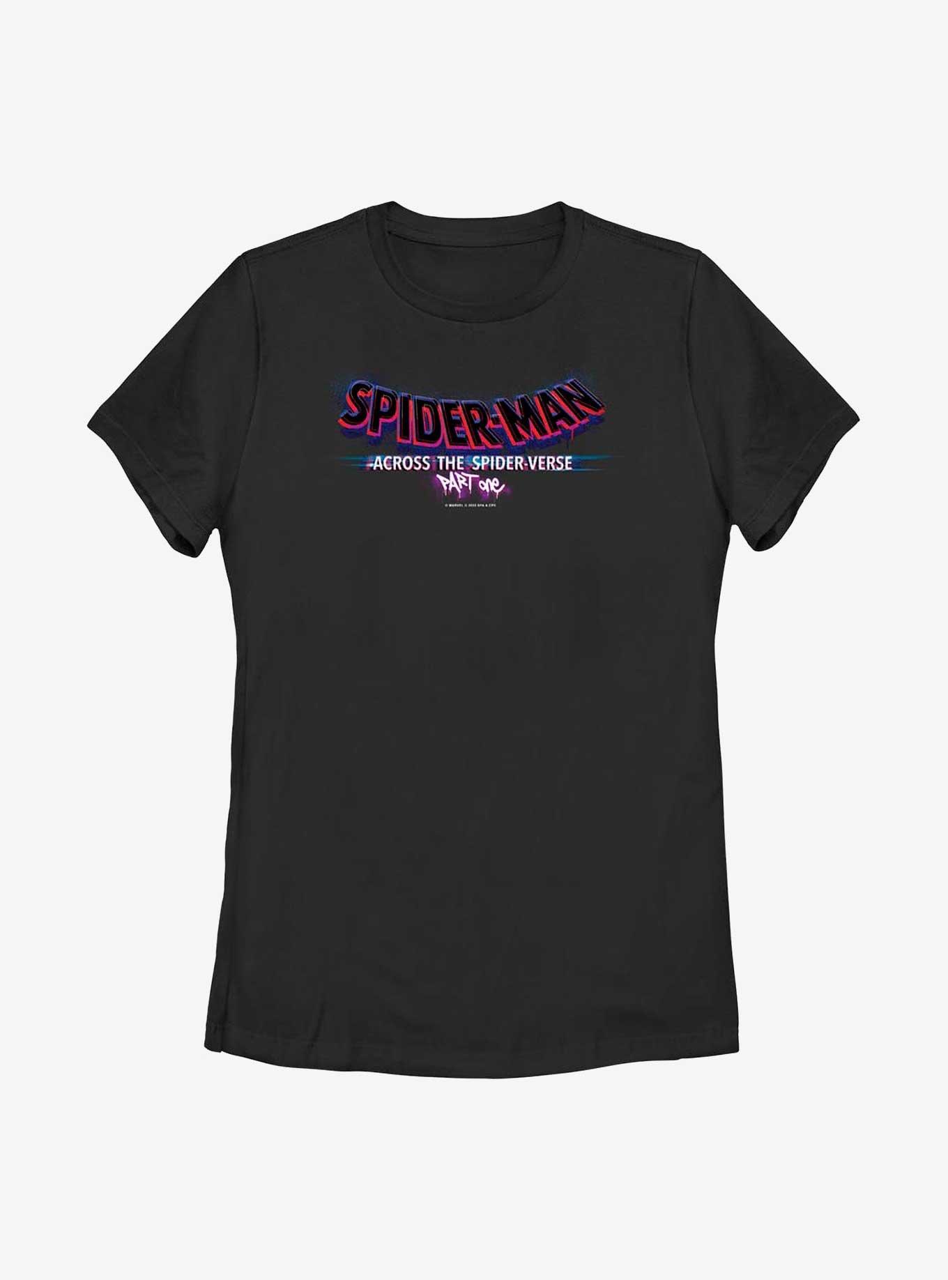 Marvel Spider-Man: Across The Spiderverse (Part One) Main Logo Womens T-Shirt, BLACK, hi-res