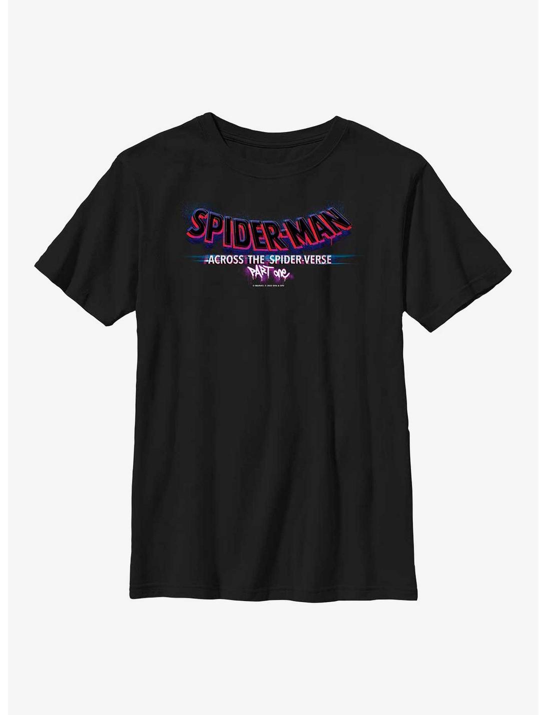 Marvel Spider-Man: Across The Spiderverse (Part One) Main Logo Youth T-Shirt, BLACK, hi-res