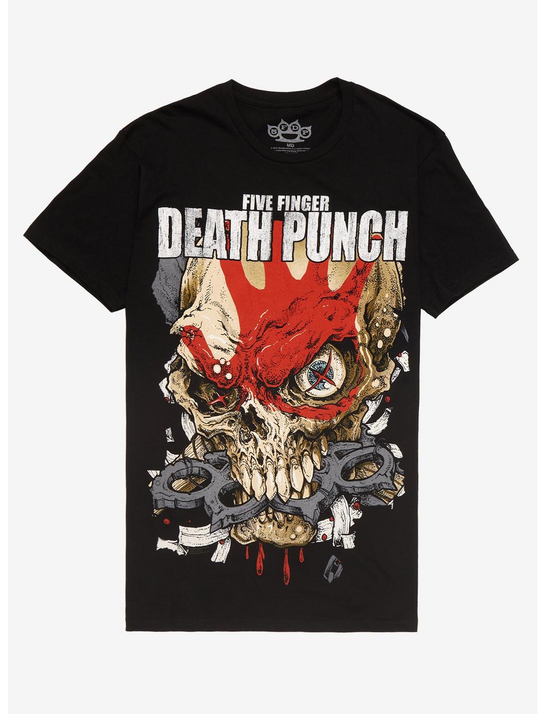 Five Finger Death Punch Skull T-Shirt, BLACK, hi-res