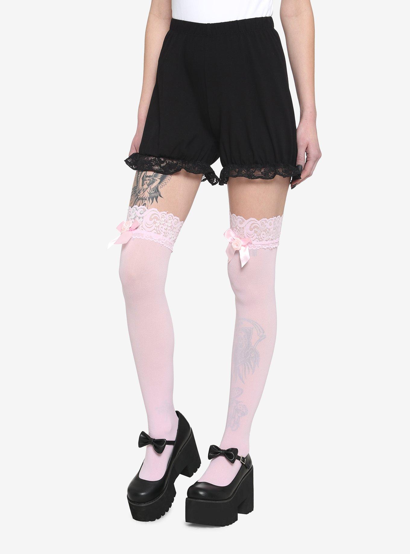 Black Lace Bloomer Shorts, BLACK, hi-res