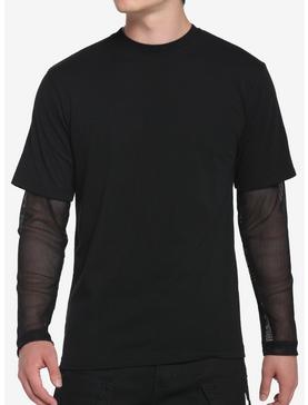 Black Mesh Twofer Long-Sleeve T-Shirt, , hi-res
