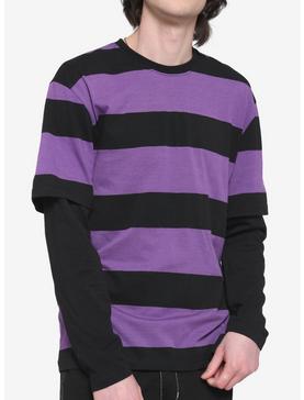 Purple & Black Stripe Twofer Long-Sleeve T-Shirt, , hi-res