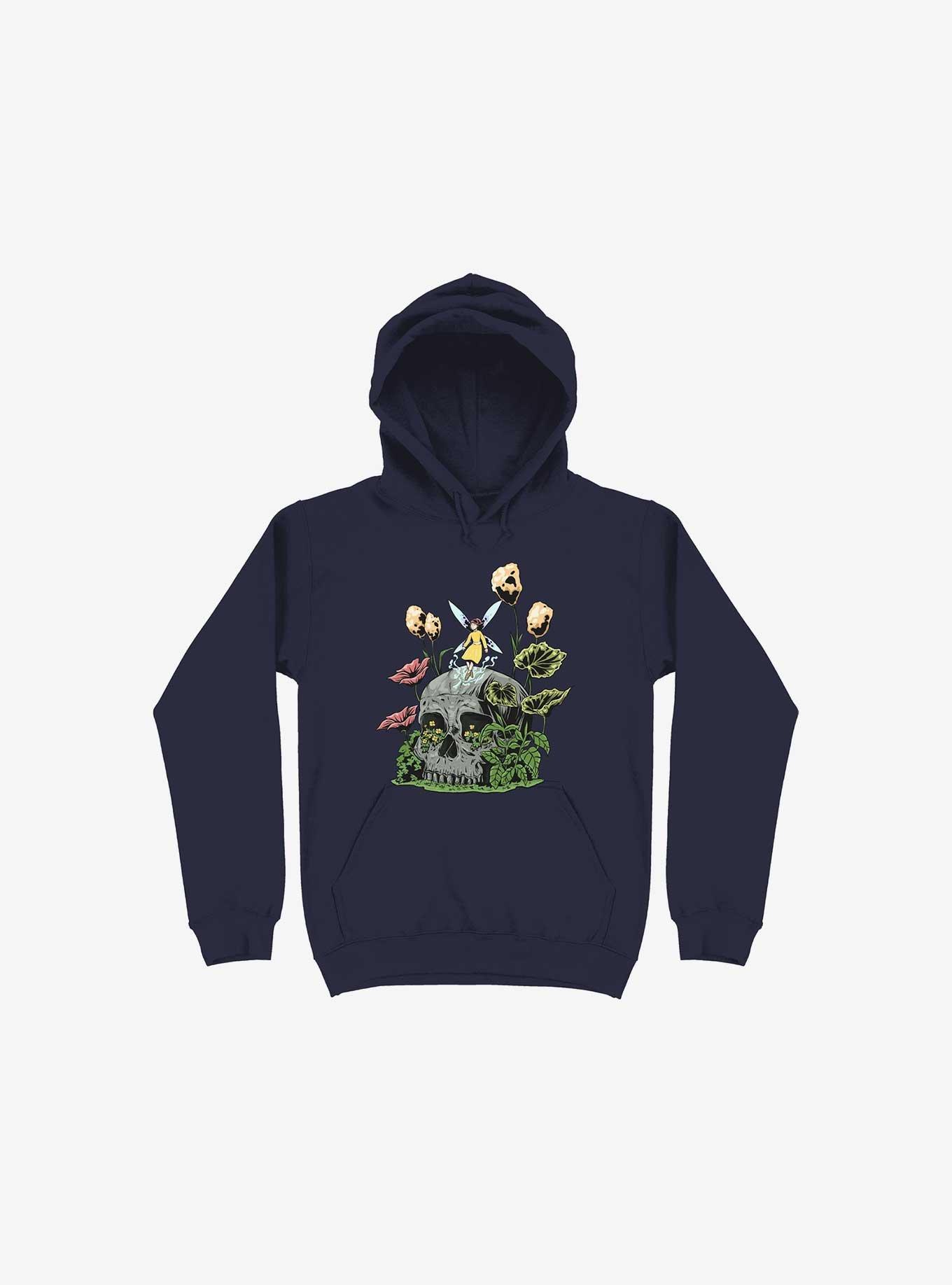 Fairy And Botanical Bone Hoodie, NAVY, hi-res